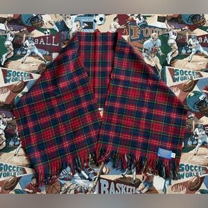 Vintage 70s Pendleton Red and Green Plaid Wool Scarf